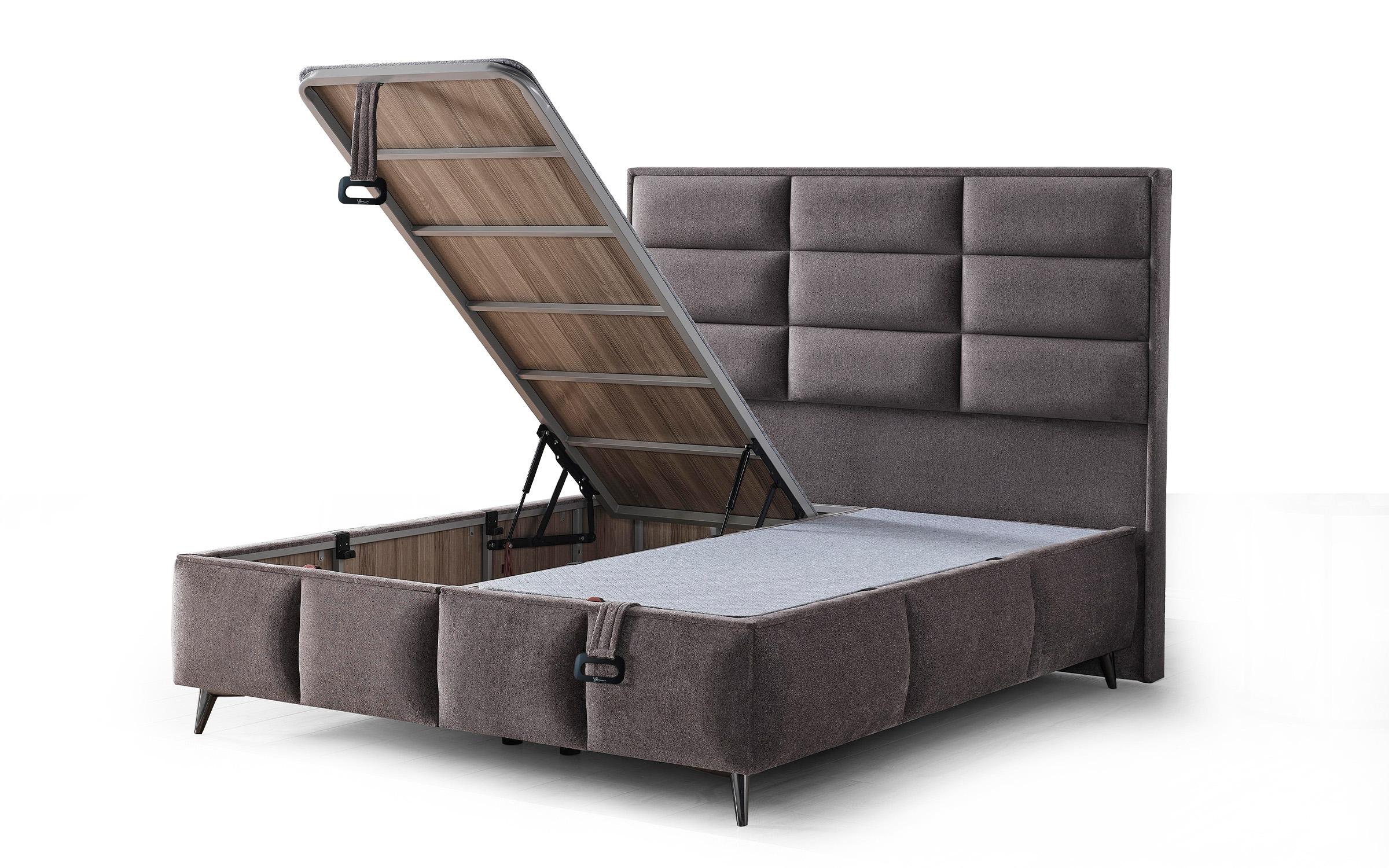 Κρεβάτι Box spring 160/200 Velira + στρώμα, γκρί  5